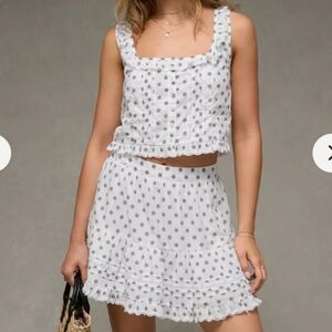 White and Black Ruffled Skirt Set